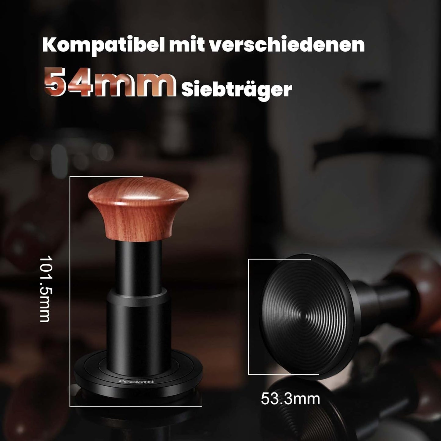 Espresso Tamper für Siebträger, Schwarz / 54mm