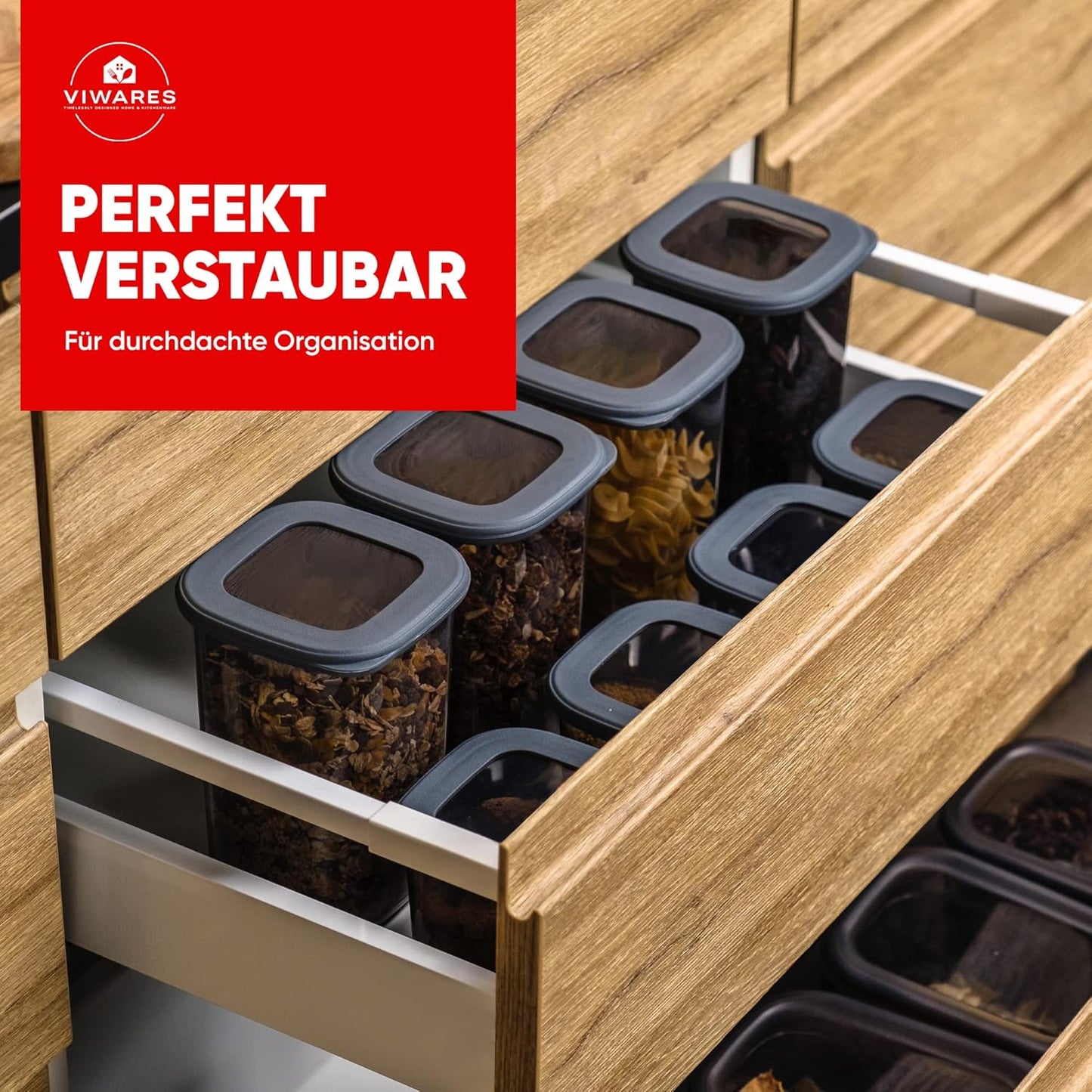 6er-Set Vorratsdosen, 6er Set Anthrazit 1,200 Ml