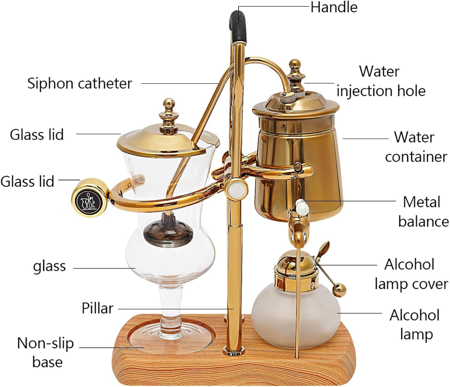 Vakuum-Kaffeebereiter im Retro Design, Gold