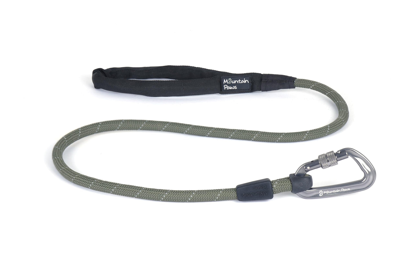 Seil-Karabiner Hundeleine mit Neoprengriff 1,2m, olivgrün