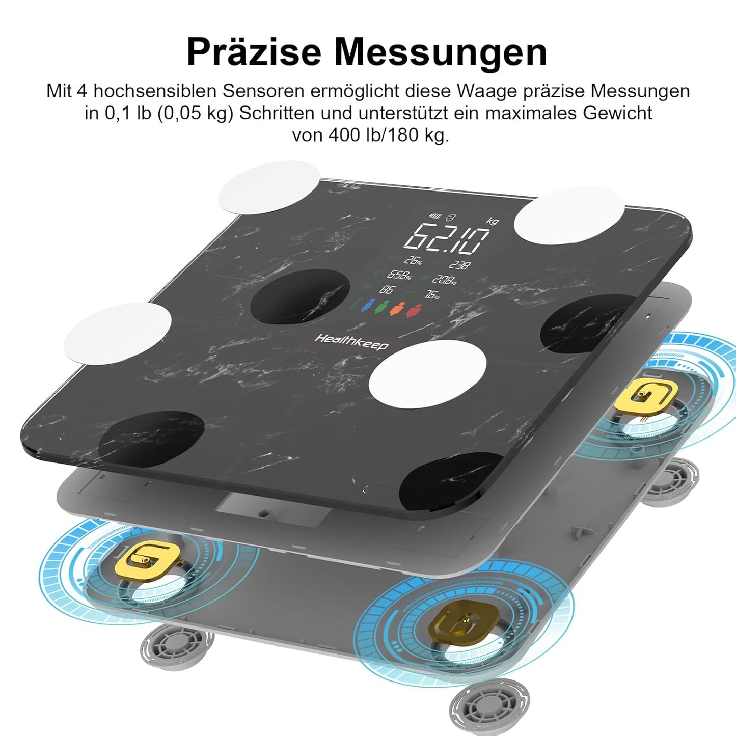 Körperfettwaage, 280 Marmor schwarz