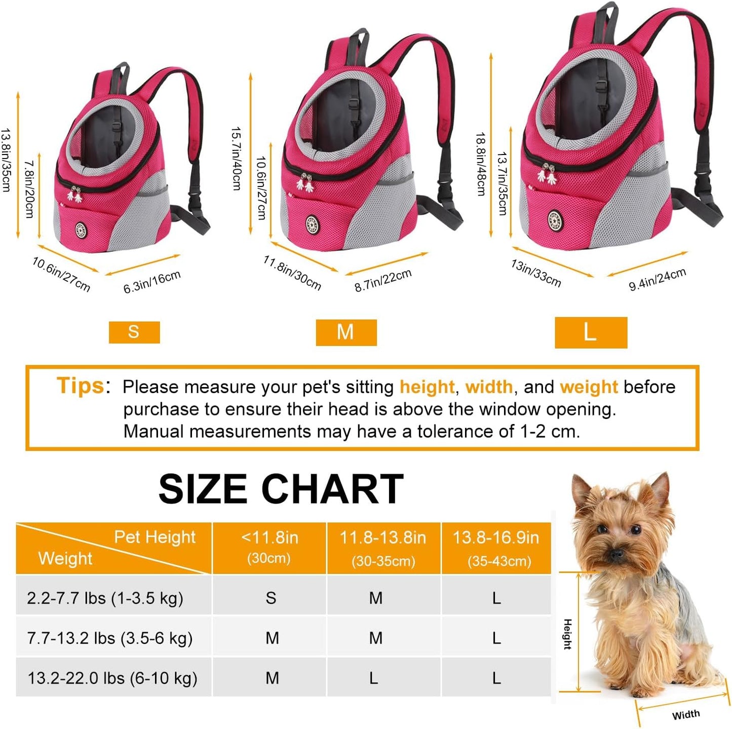 Hunde-Rucksack mit wasserfestem Boden, M Rot