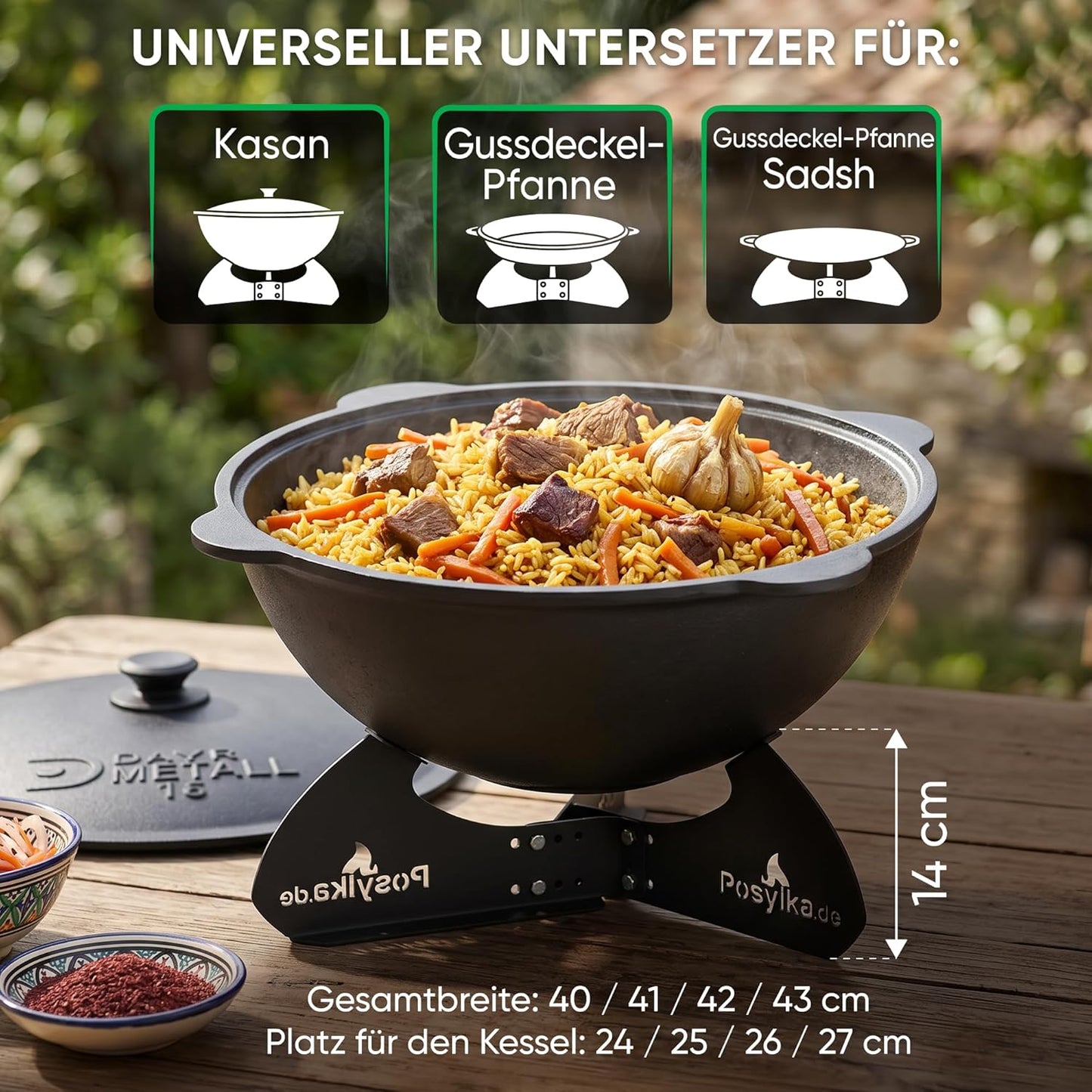 Kasan Topf mit Zubehör, 10 L, Runder Boden