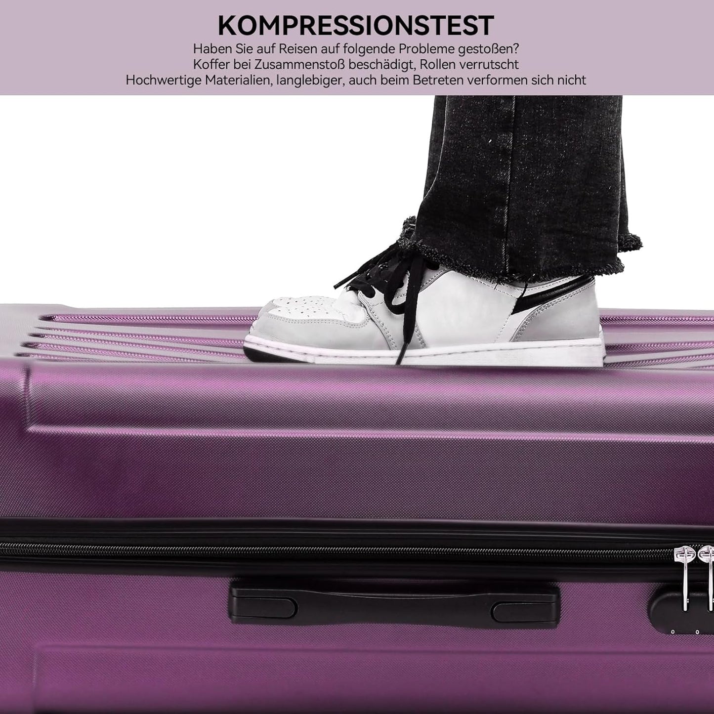 Hartschalenkoffer mit Zahlenschloss, Violett Mittler Koffer (66cm)