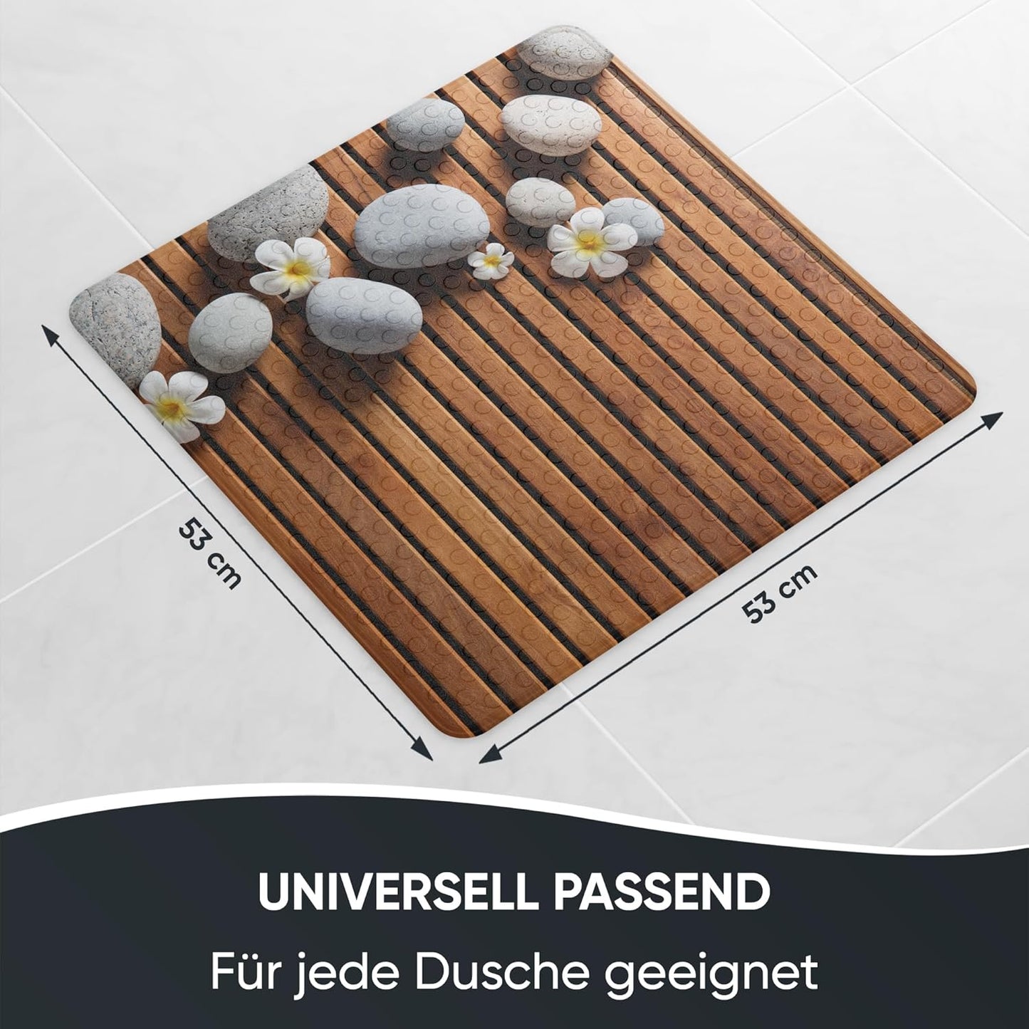 Badematte Zentara 53x53cm rutschfest & schimmelresistent, Zentara
