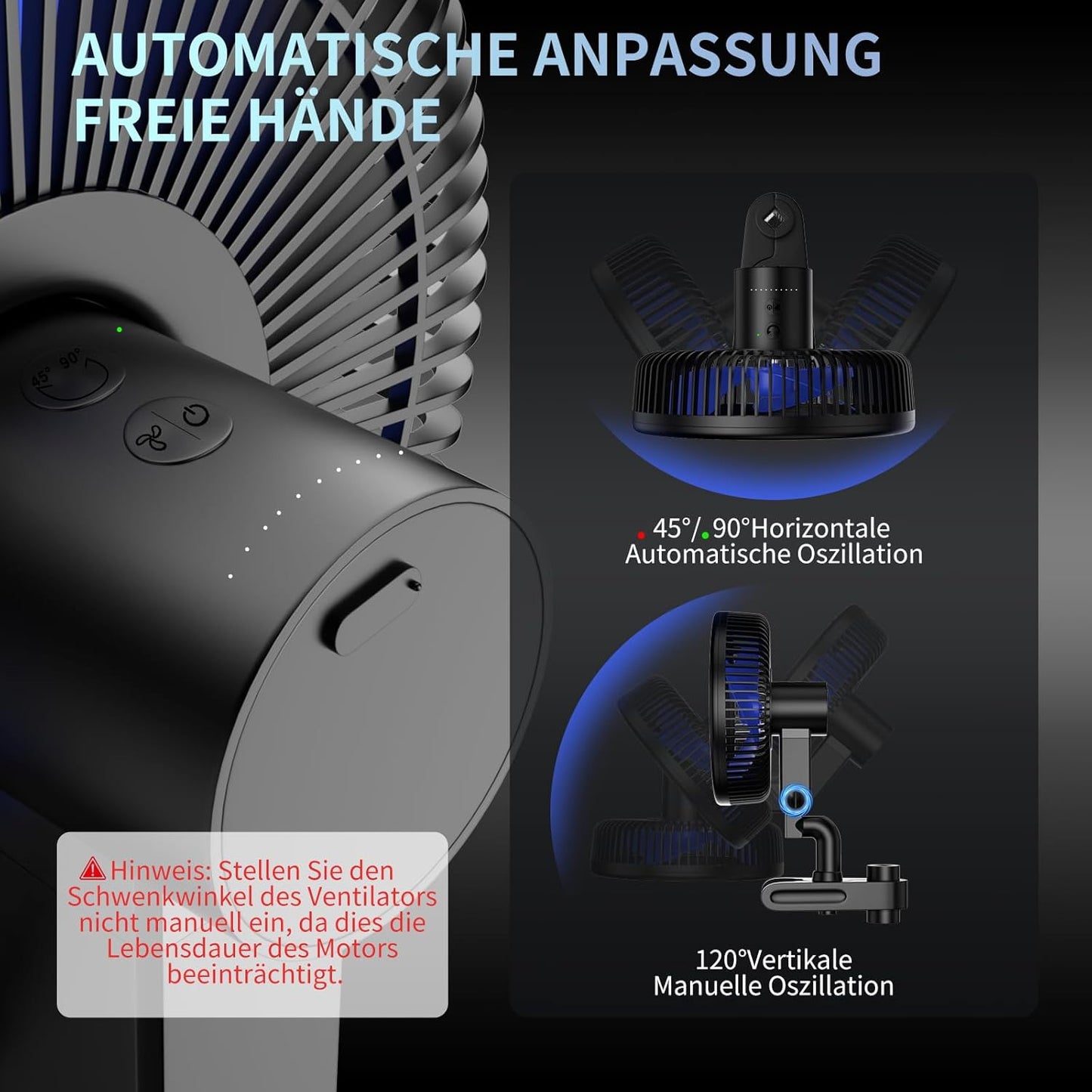 Oszillierender Clip-Ventilator für Growzelt