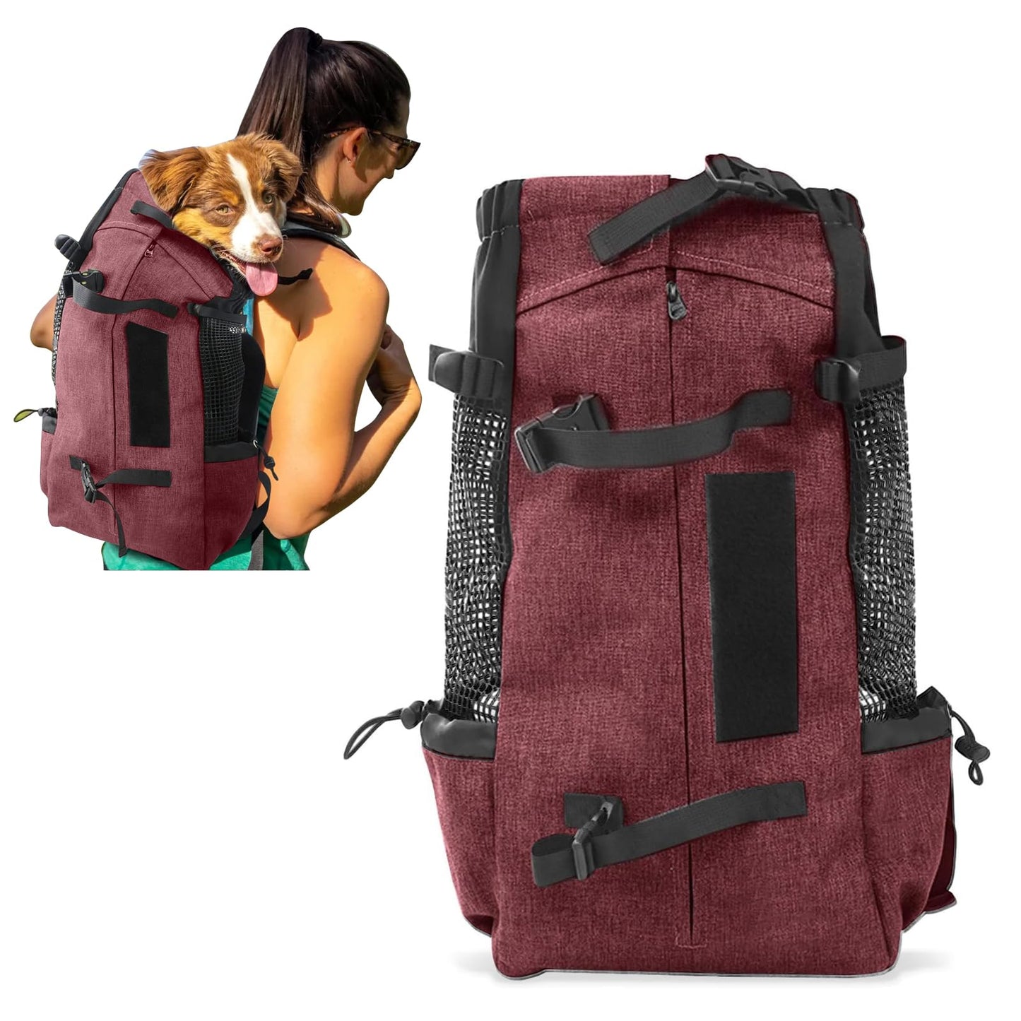 Hundetransporttasche mit atmungsaktivem Netz, bis 10 kg, M (bis zu 10 kg) Rot