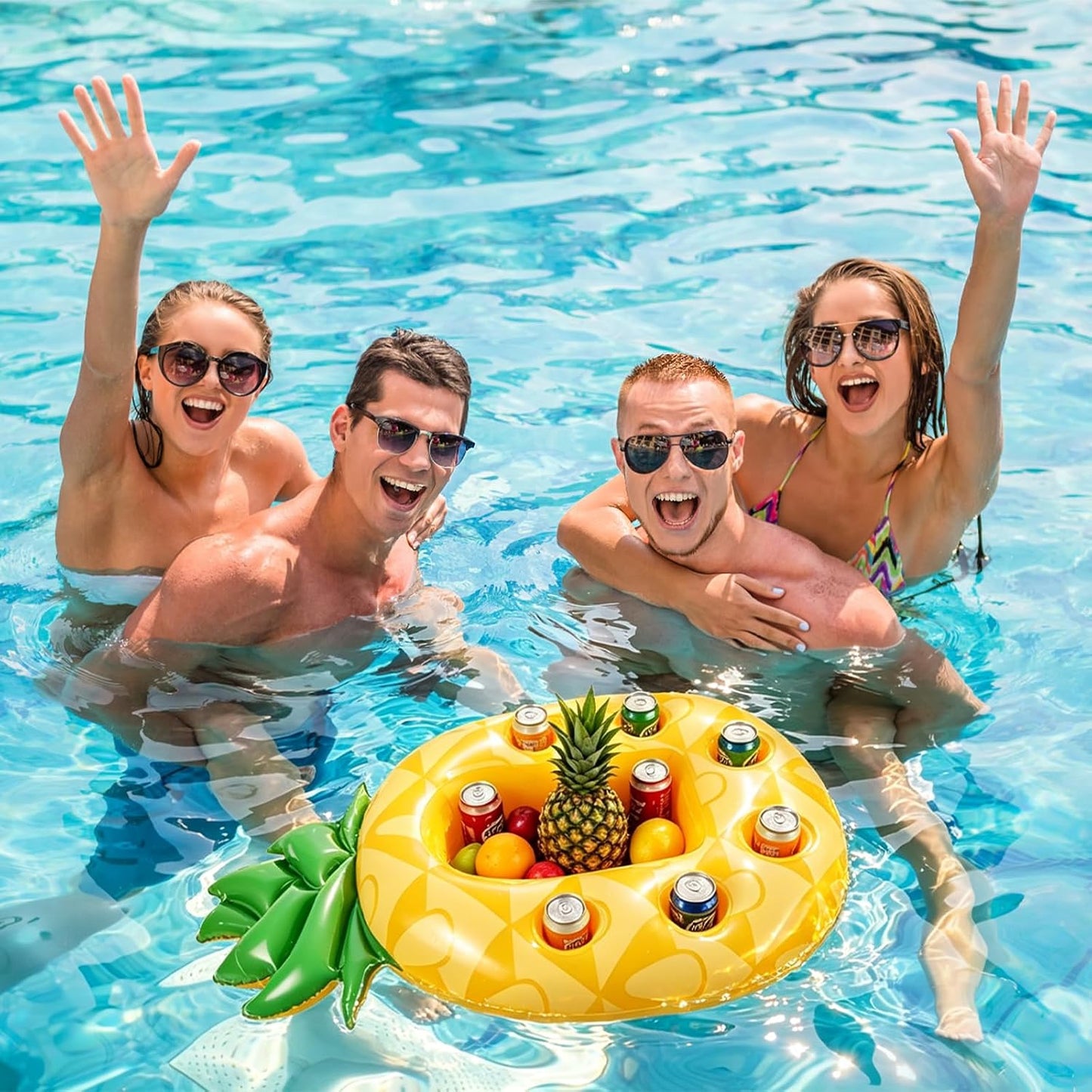 Aufblasbare Ananas Poolbar mit Getränke- und Snackhalter, Ananas