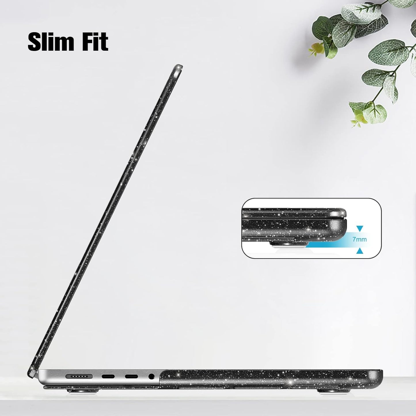 Schutzhülle für MacBook Pro 14 Zoll, Schwarz(Glitzer) Macbook Pro 14''