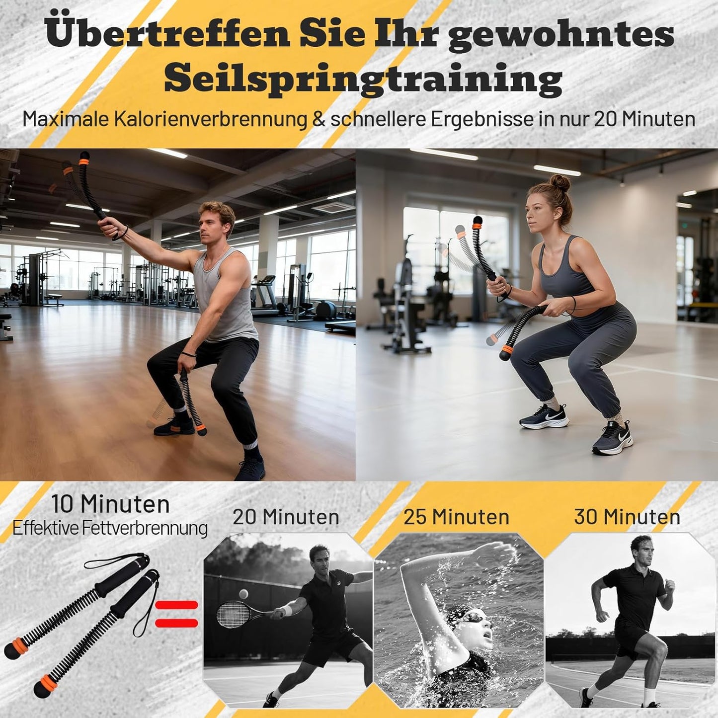 Verstellbare Seillose Battle Ropes, Schwarz