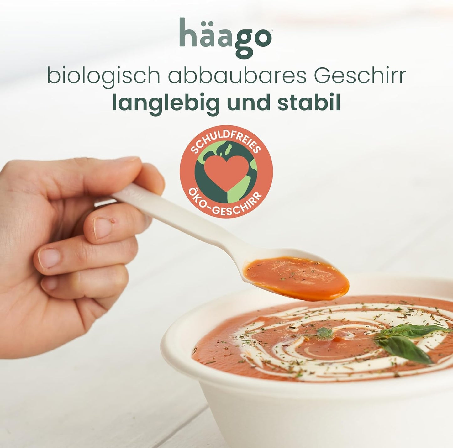 Biologisch abbaubares Löffel-Set, Löffel - Weiss 16cm / 6" 200er Pack