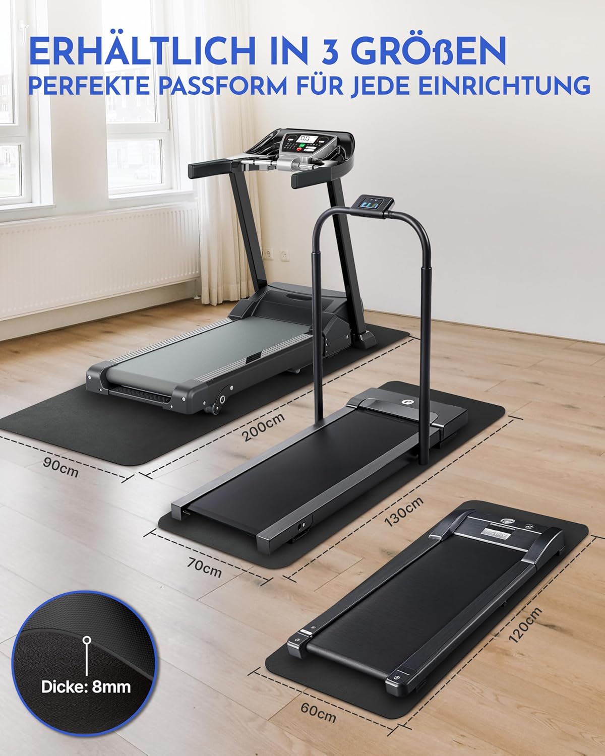 Bodenschutzmatte für Fitnessgeräte, 200 x 90 cm