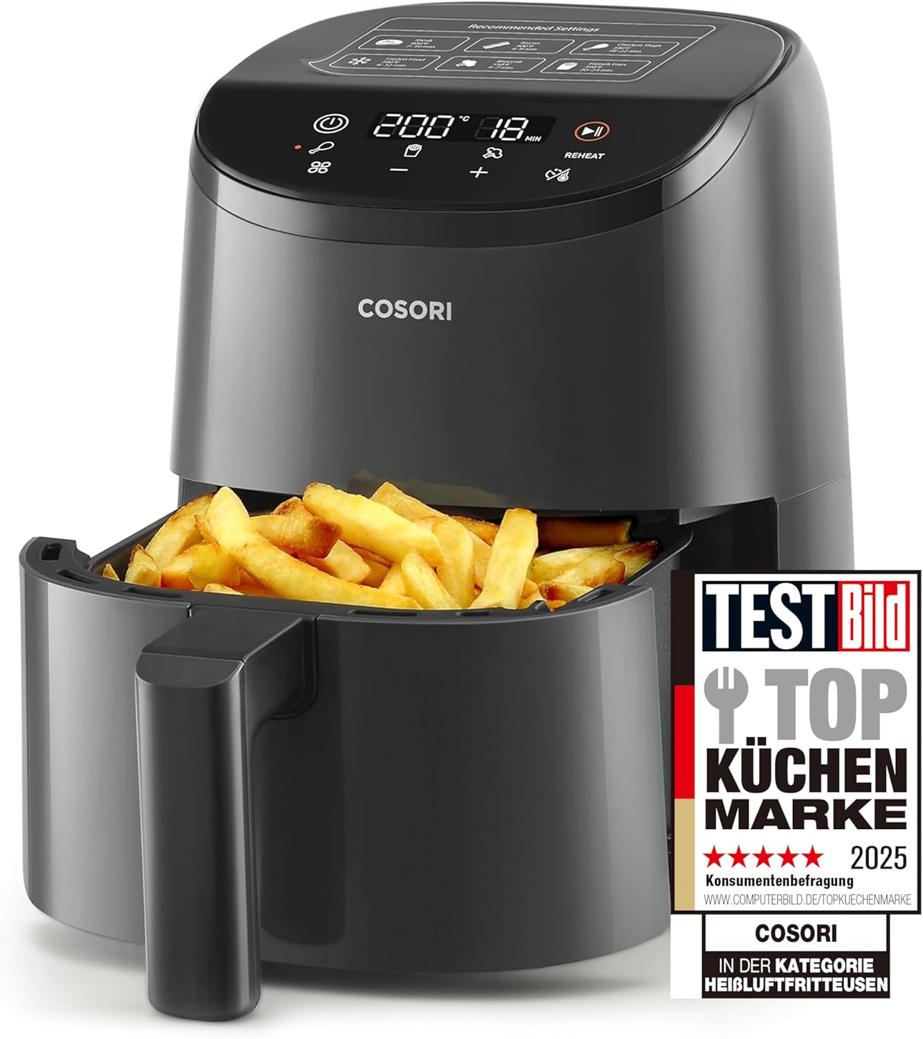Kompakte Mini-Heissluftfritteuse, Mini 2L