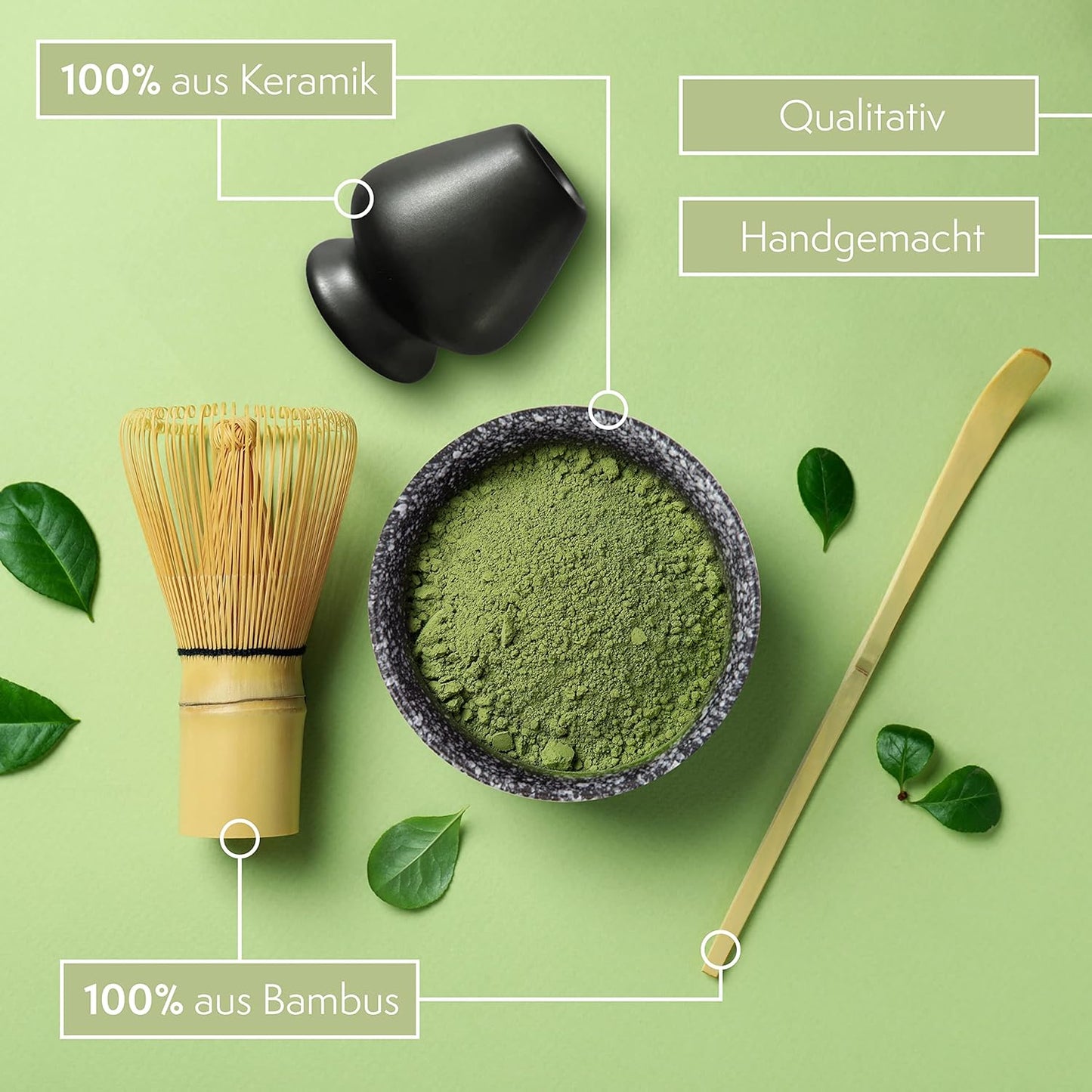 Traditionelles Matcha Tee-Zubereitungsset, 4-teilig, 4er Set