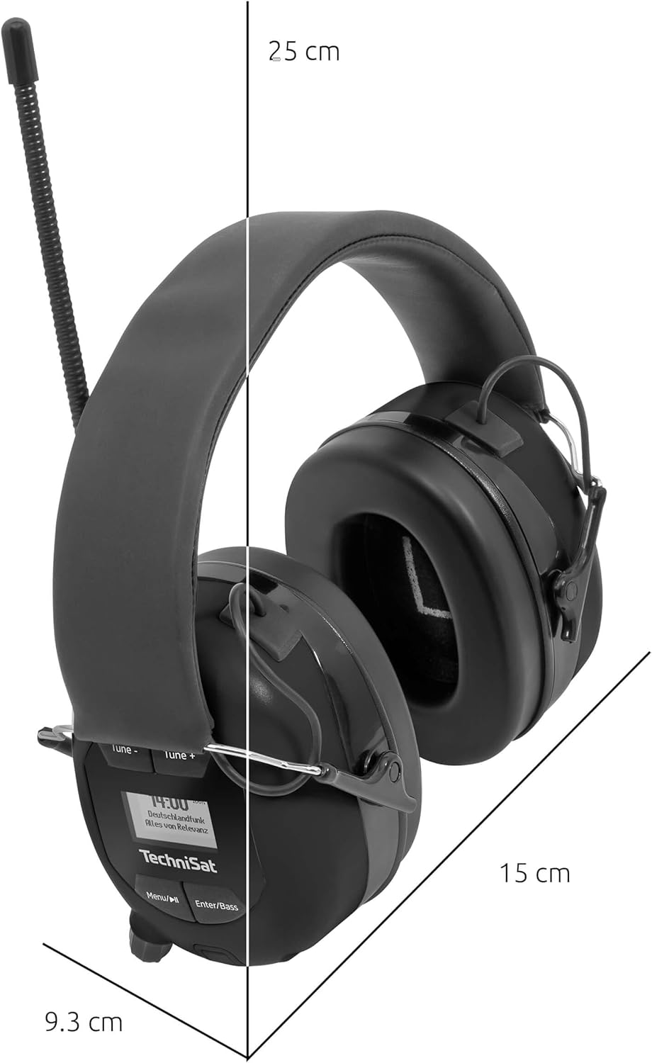 Kabelloser DAB+ Bluetooth-Kopfhörer mit Mikrofon, Schwarz