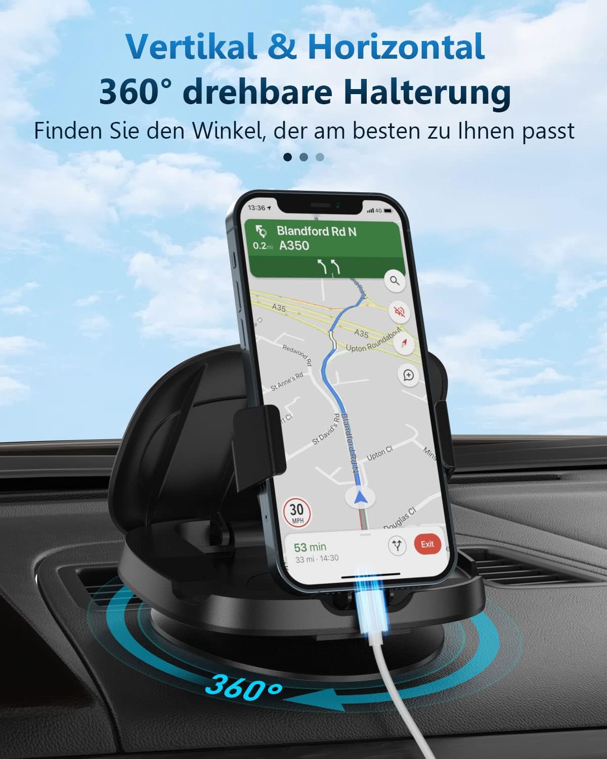 Handyhalterung, Klassisch Schwarz