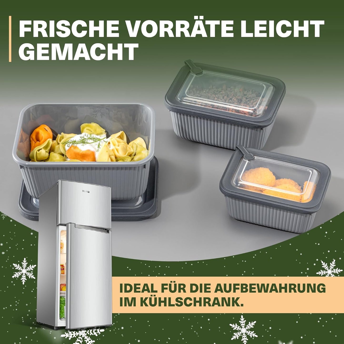 9er-Set Frischhaltedosen mit Ventildeckel, Grau 9er Set Rechteckig