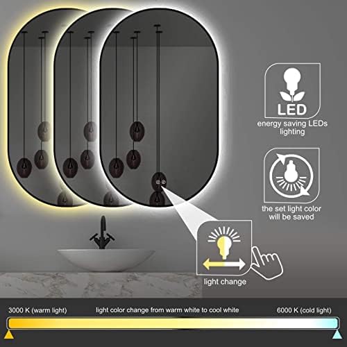 Ovaler LED-Badspiegel mit Antibeschlag (60x100 cm), Oval-schwarz-antibeschlag 100L x 60B cm