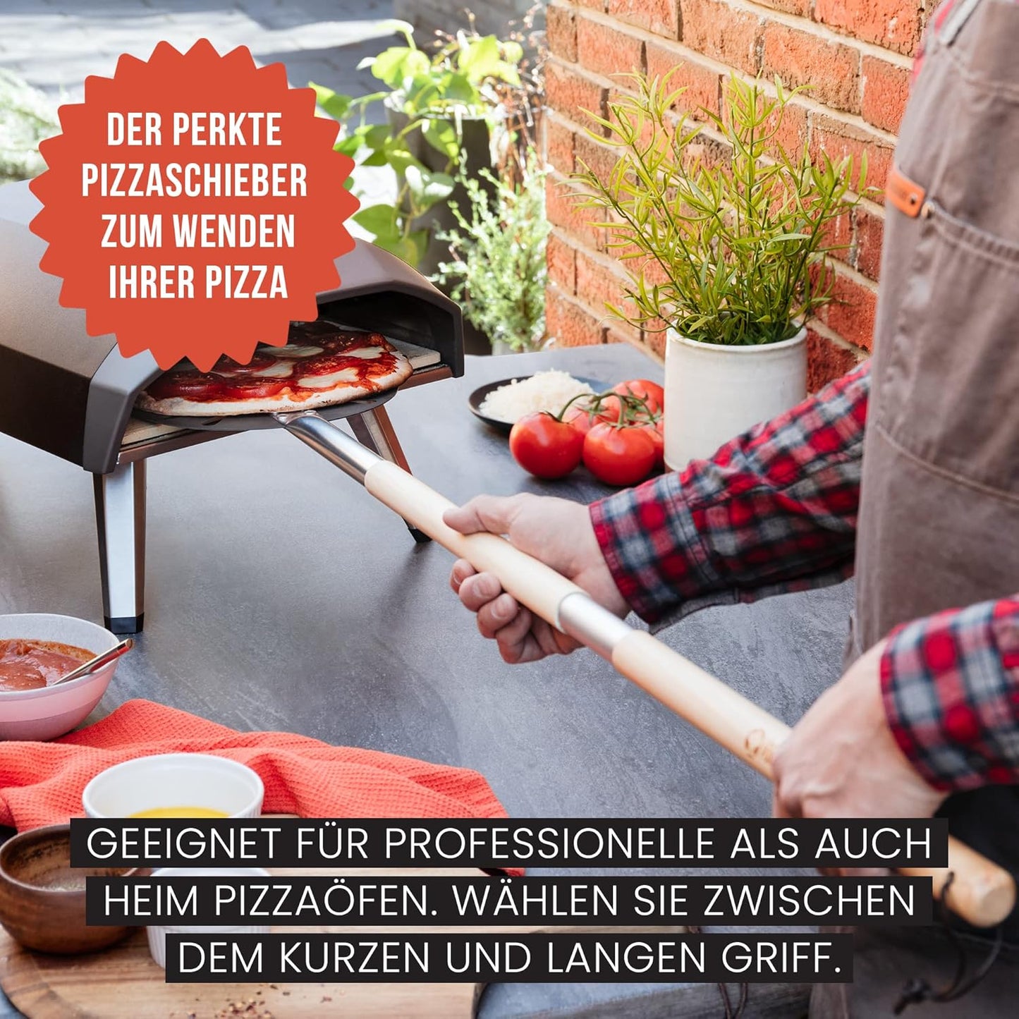 Pizzaschieber mit verstellbarem Holzgriff, 22,9 cm (9 Zoll) rotierende Schaufel