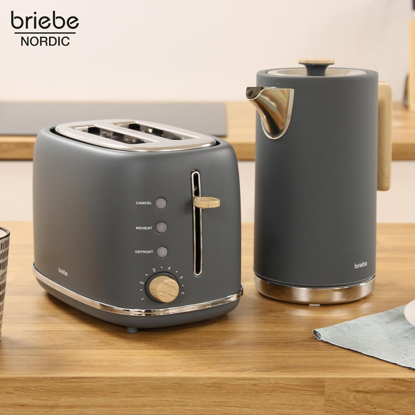 Nordic Frühstücksset mit Toaster & Wasserkocher, Grau
