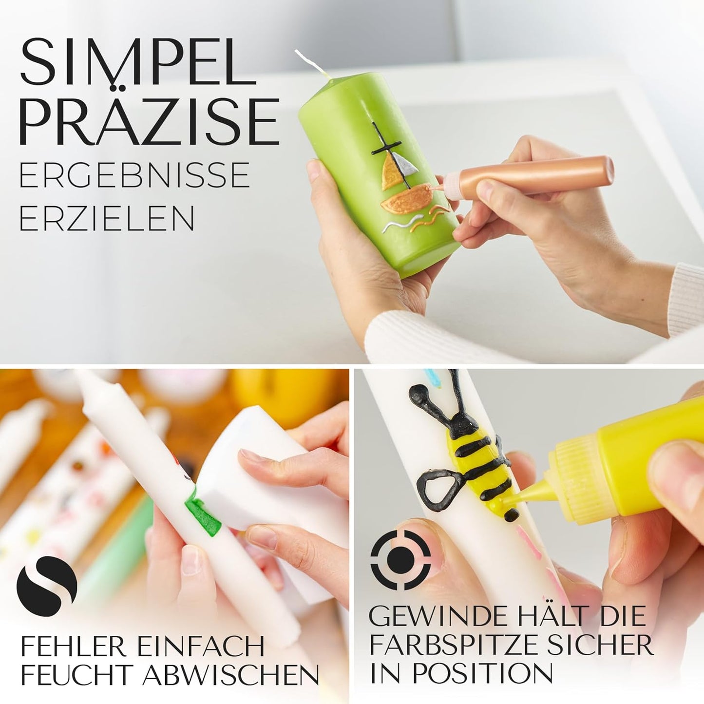 24er- Set Kerzenstifte für Kerzendekoration, 24 leuchtende Farben á 30ml