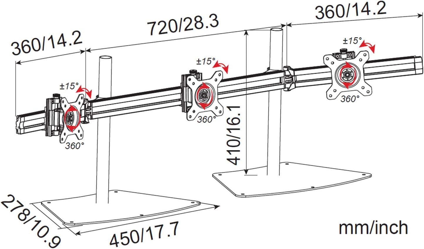 3-Fach-Monitorhalterung MP230S-N, Mp230s-n