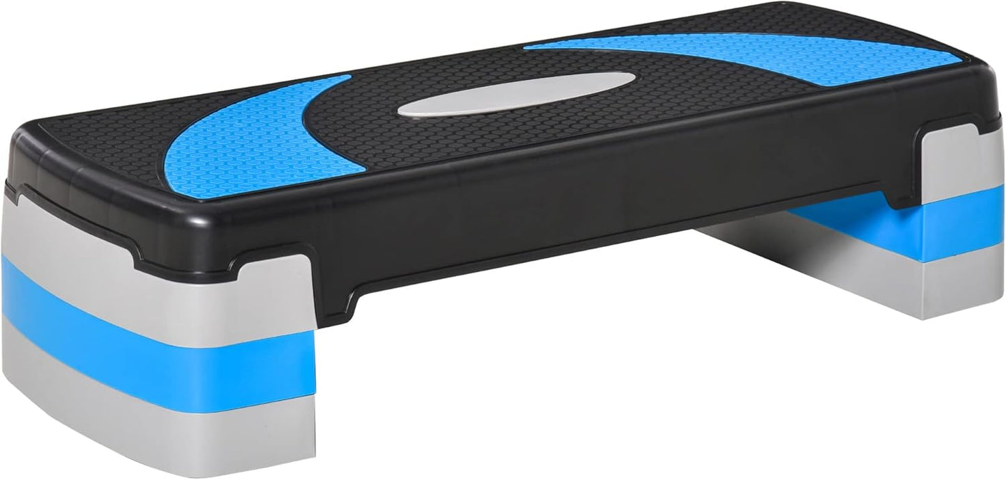 Höhenverstellbarer Aerobic-Stepper, Schwarz+Hellblau+Grau