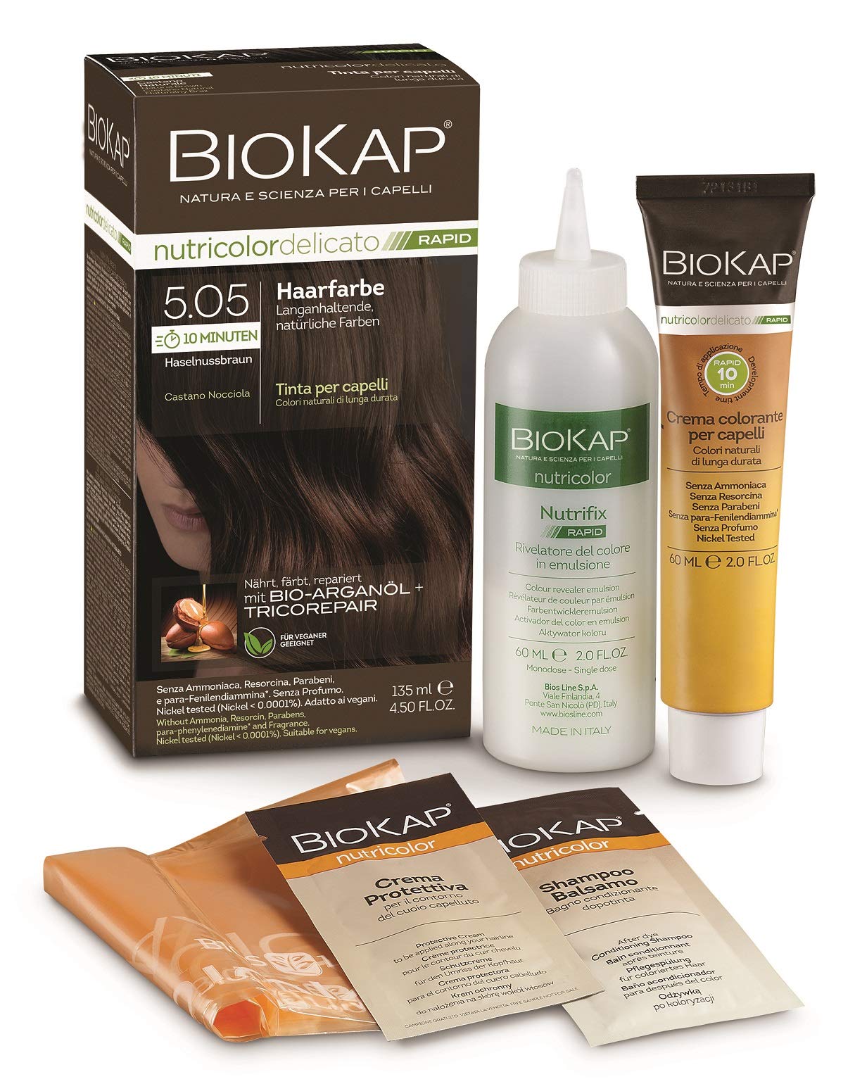 Permanente Haarfarbe mit kurzer Einwirkzeit, Haselnussbraun 1 g (1er Pack)