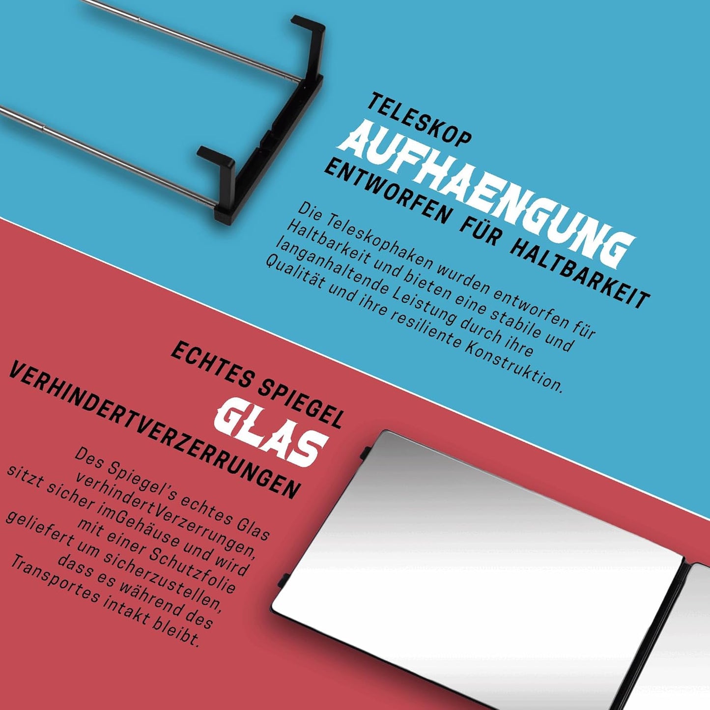 360 Grad Haarschneidespiegel mit Teleskophaken, I Ohne Led I