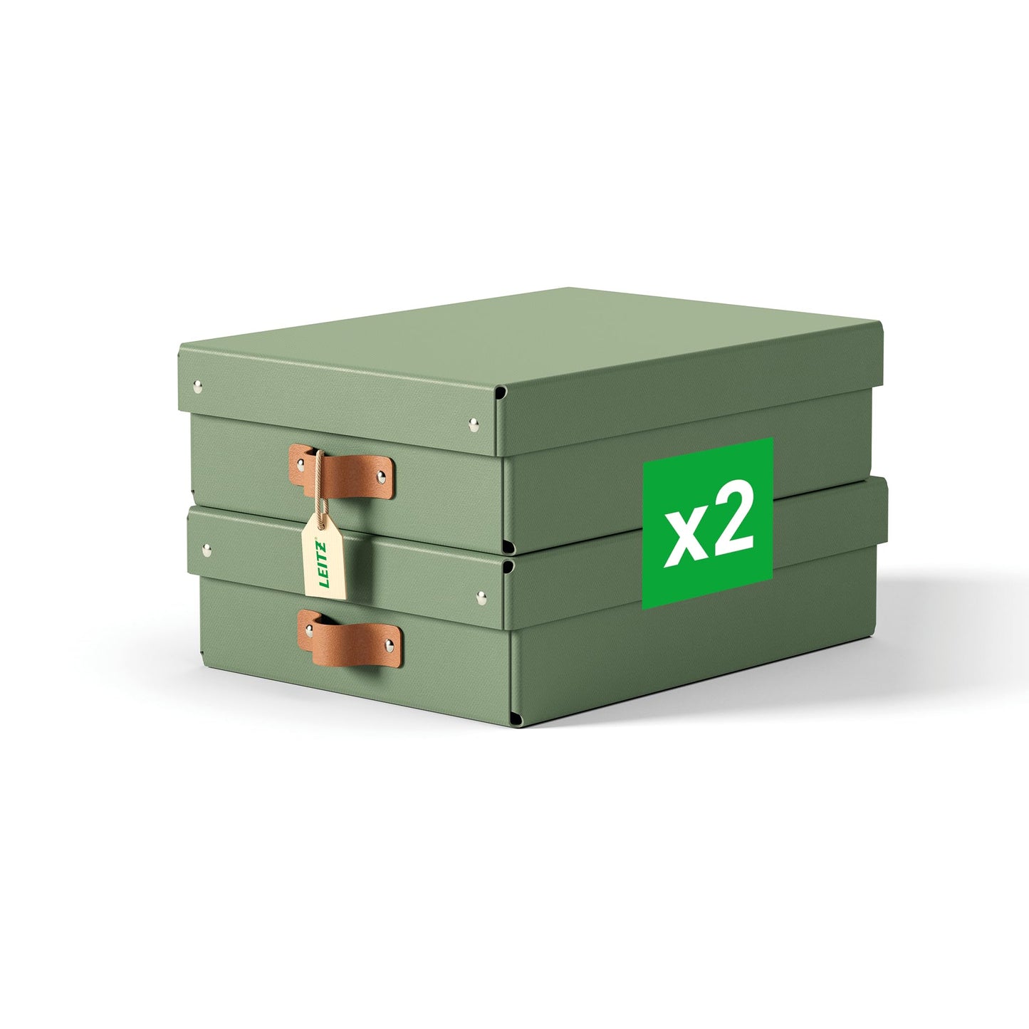 Flache Aufbewahrungsbox mit Deckel, 2er-Set, 37 x 27 x 10 cm Grün