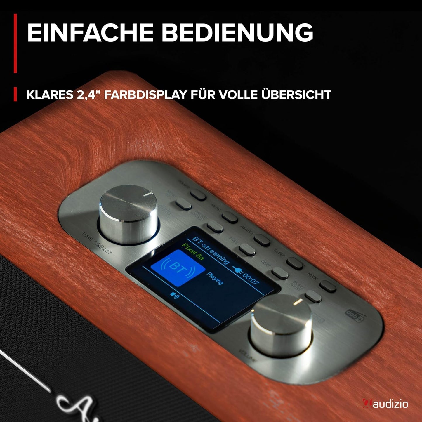 Tune60 DAB Radio mit Bluetooth und Wecker, Rot