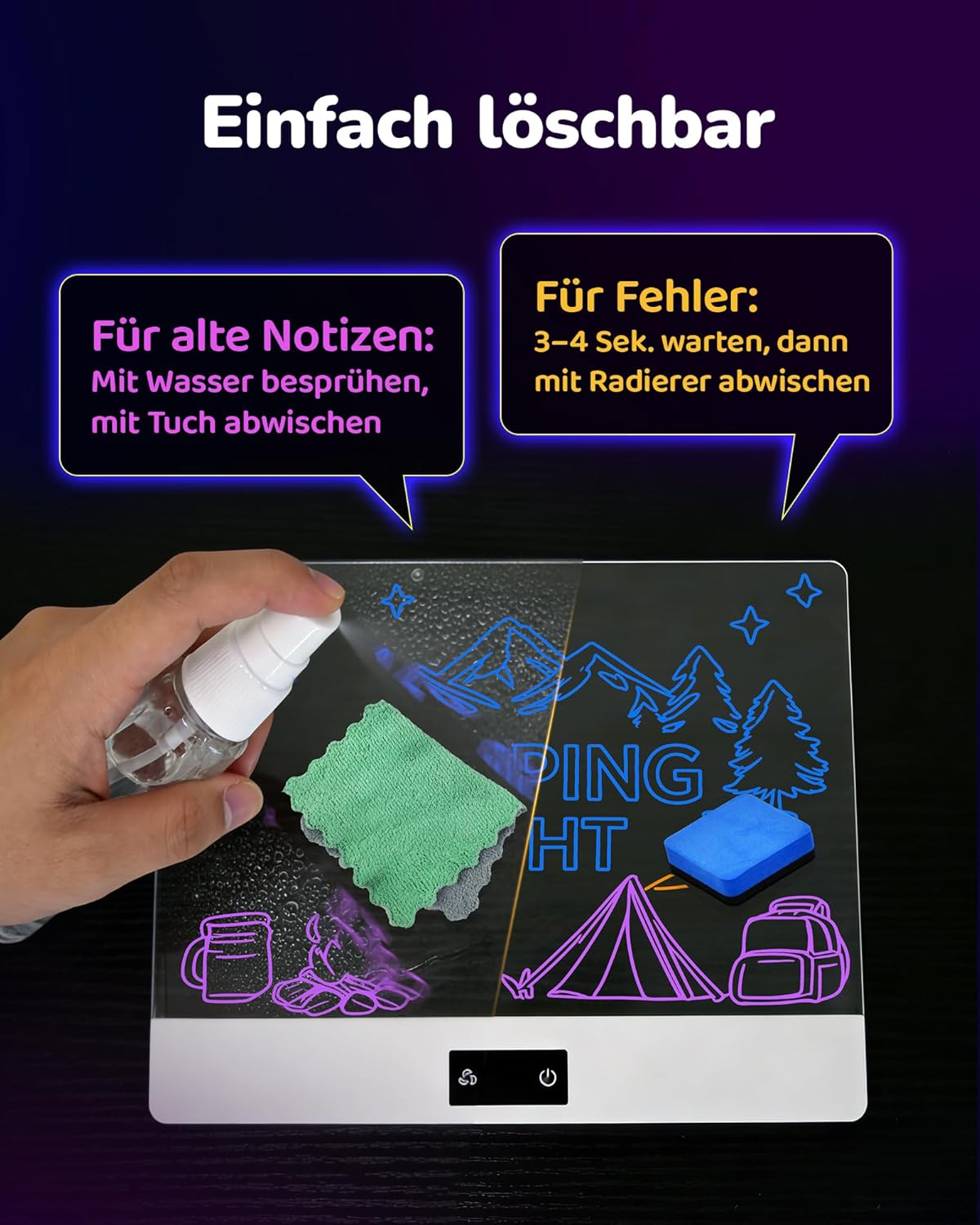 LED Zeichenbrett für Kinder, Weiss 14 Zoll
