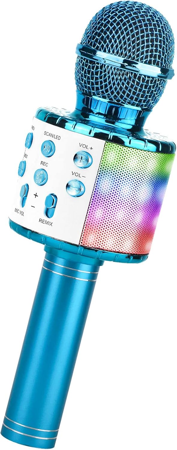 4-in-1 drahtloses Karaoke Mikrofon für Kinder, blue