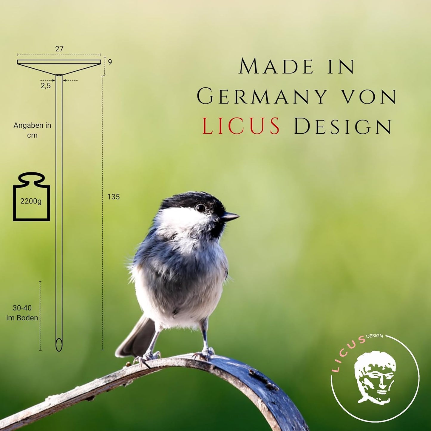 Vogeltränke stehend aus Edelstahl, Edelstahl