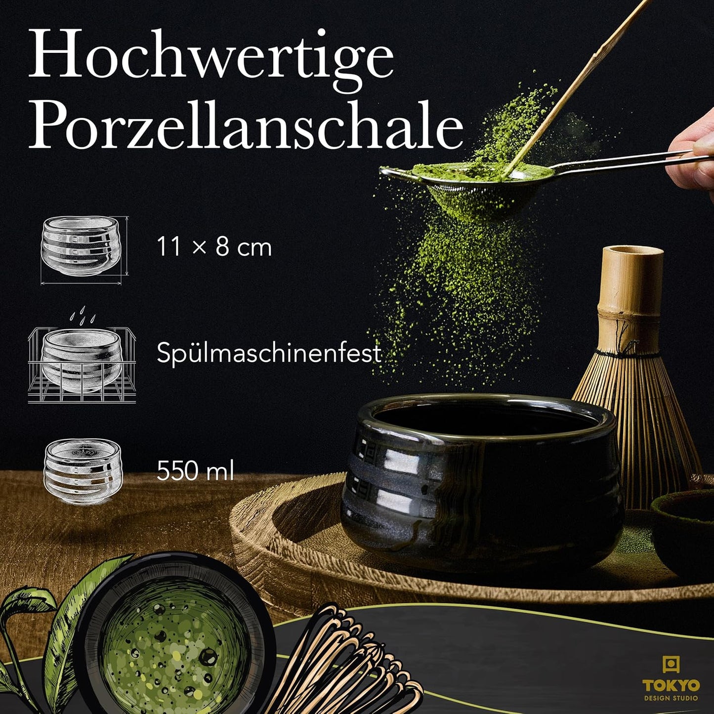 Tokyo Design Studio - Matcha Geschenkset 4-Tlg schwarz, Schwarz