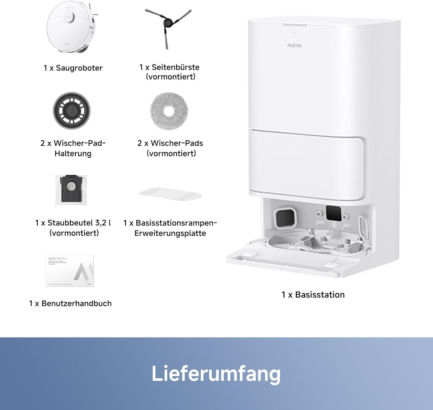 E40 Ultra Saugroboter mit Wischfunktion und Automatik-Station, E40 Ultra