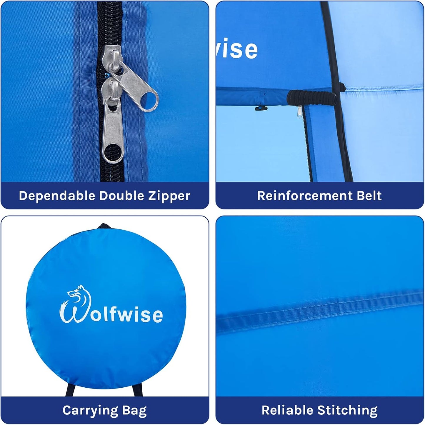 Pop-up-Dusch- und Umkleidezelt fürs Camping, Blau Grosszügig: H 190cm, W 120cm