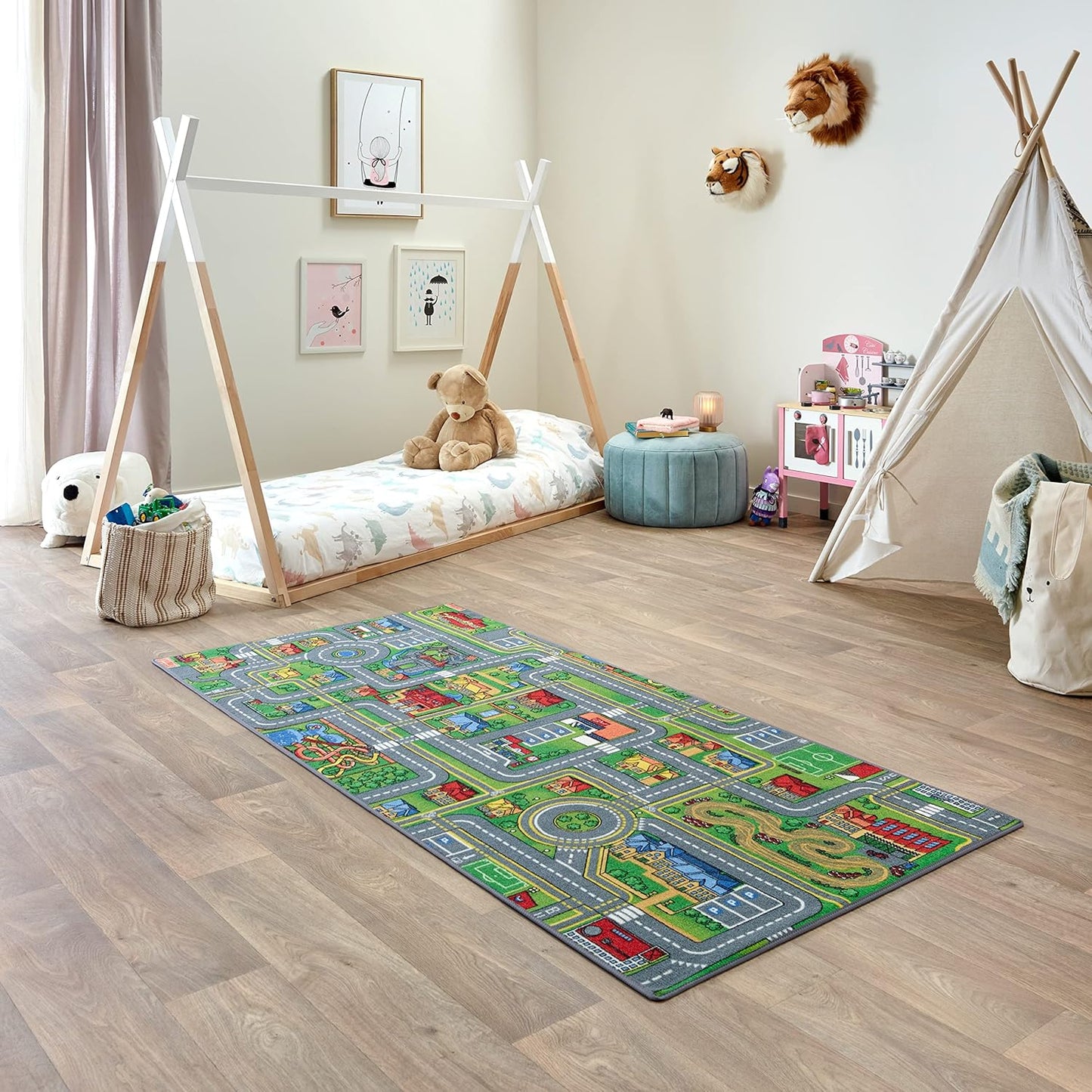 Kinder-Spielteppich Strasse 95x200 cm, waschbar, 95 x 200 cm (Rechteckig) Playcity