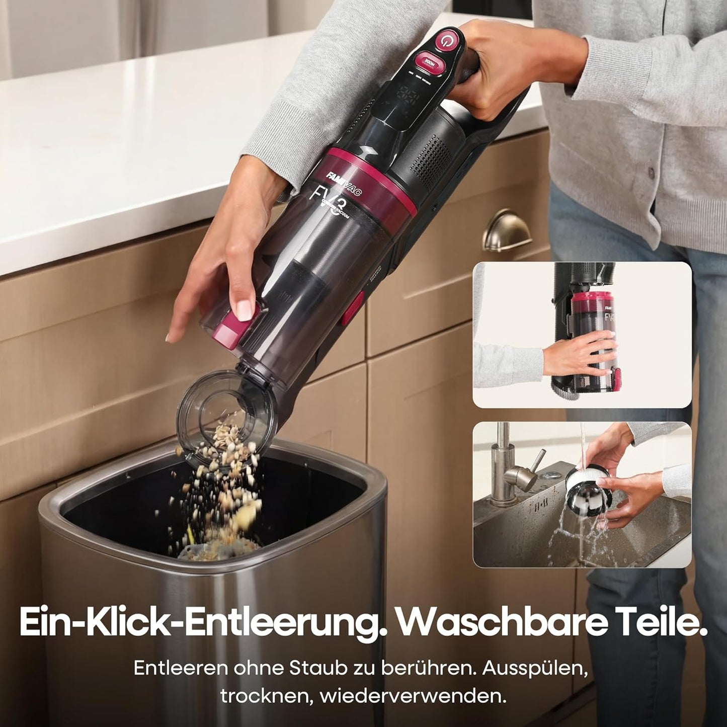 FV3 Akkustaubsauger mit Knickgelenk-Rohr, Violett