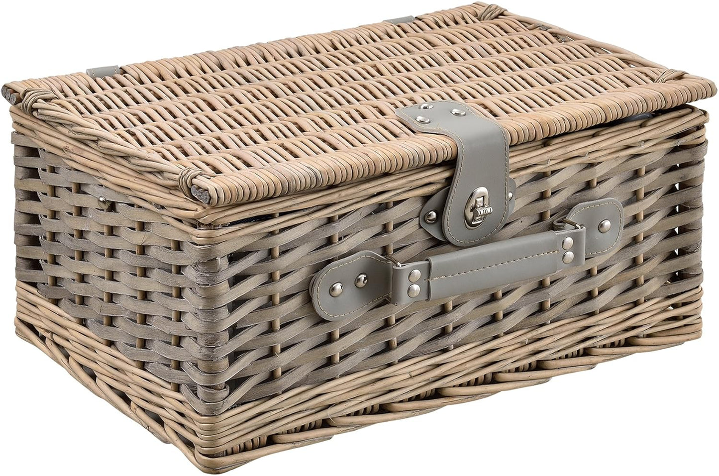 Lysaker - Picknickkorb-Set für 4 Personen mit Kühltasche, Blau-weiss 40 x 28 x 19 cm