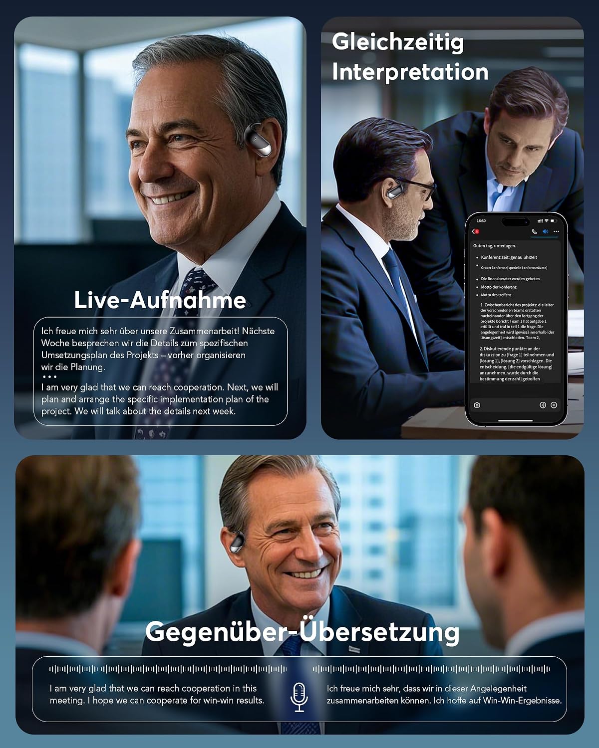 KI Übersetzer Kopfhörer, Schwarz