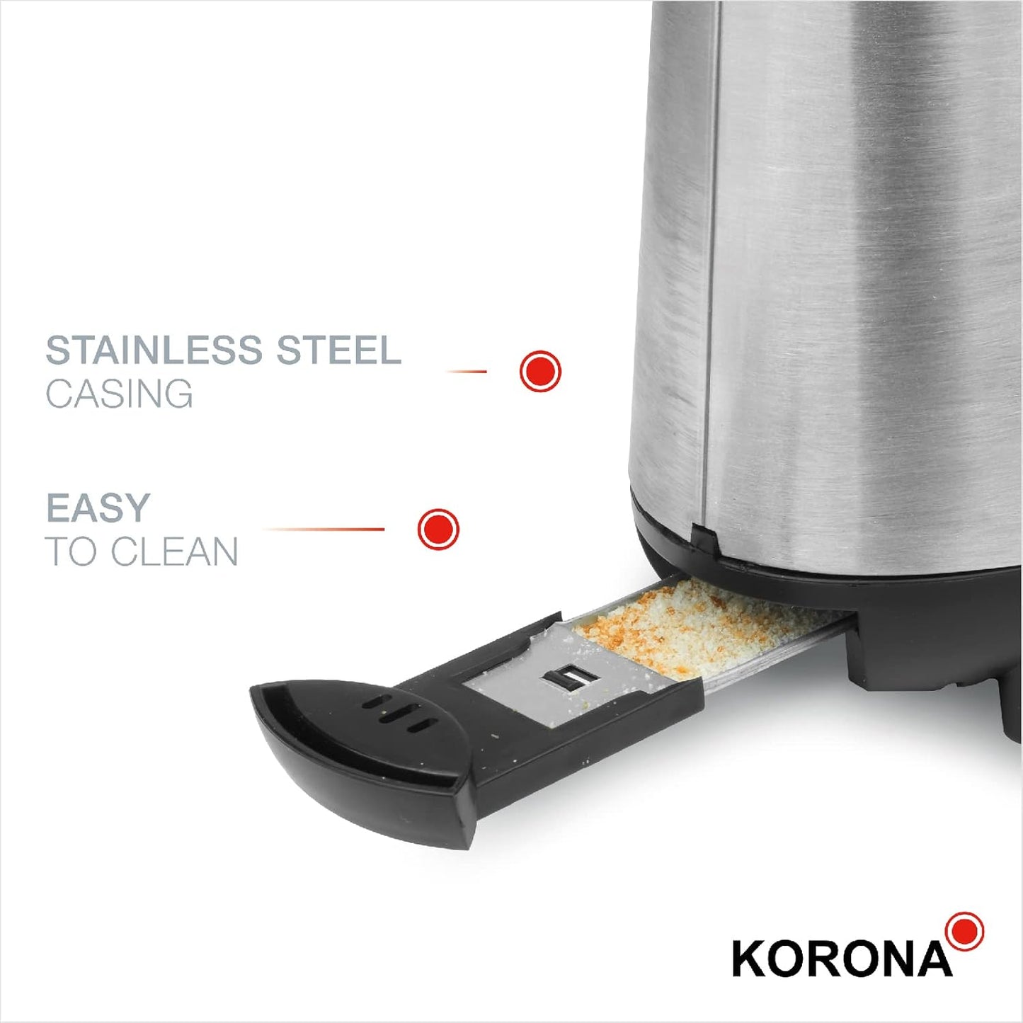 21304 Single-Toaster mit Edelstahlgehäuse und Brötchenaufsatz, Korona 21304 Single-Toaster