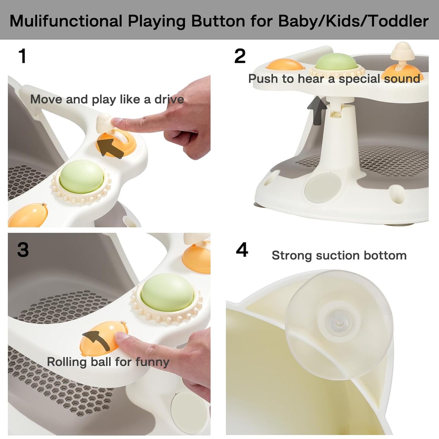 Baby-Badewannensitz mit Spielzeug, rutschfest