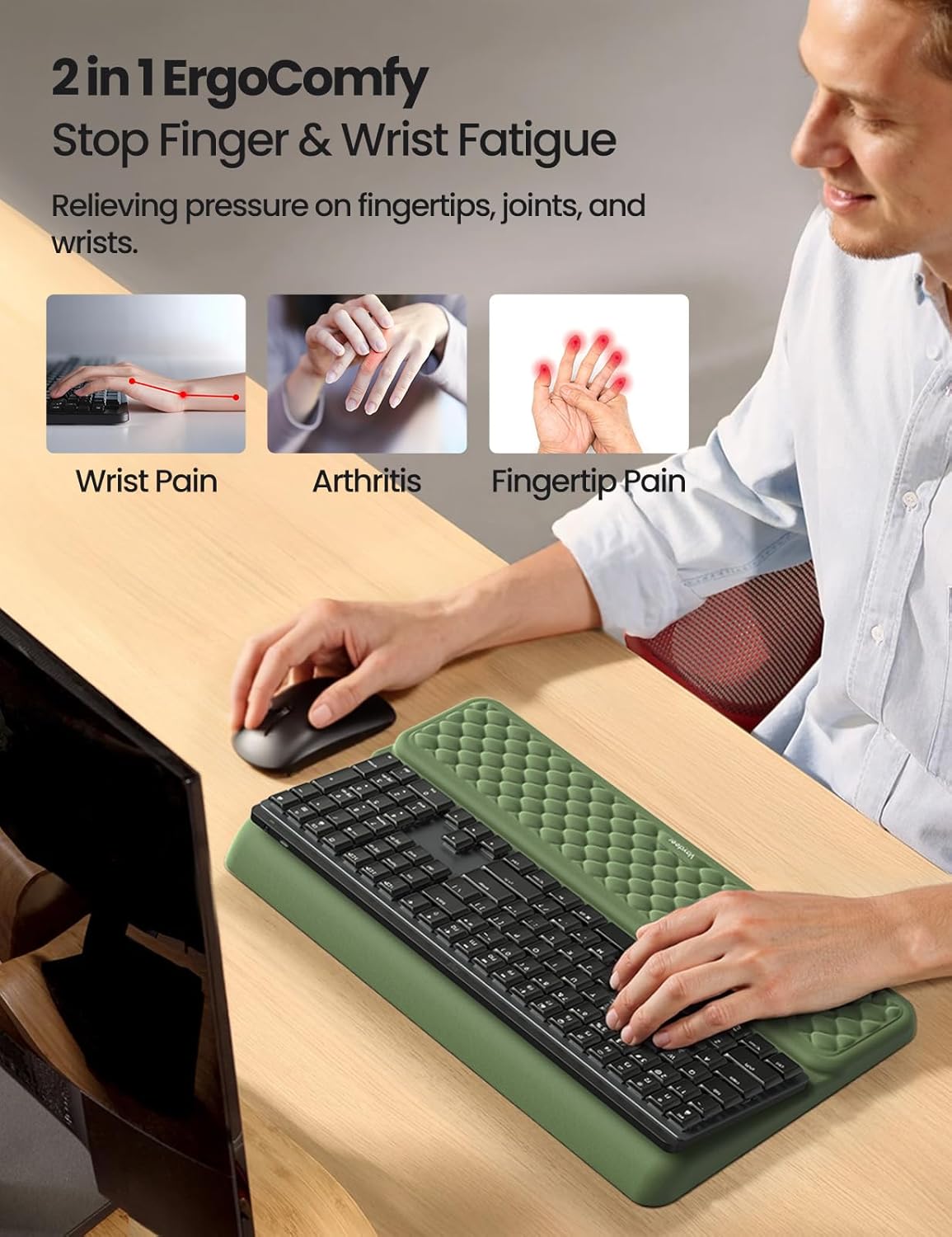 Ergonomische Tastatur-Handauflage, Grau L