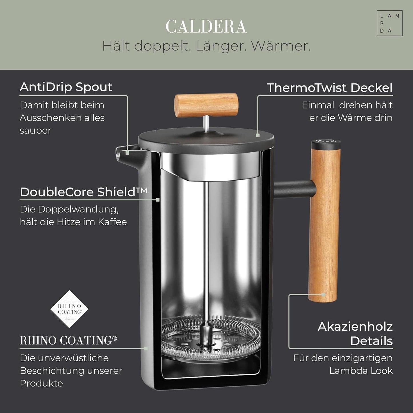 Thermo French Press Caldera, 0,6l (3 Tassen) Nautic Night