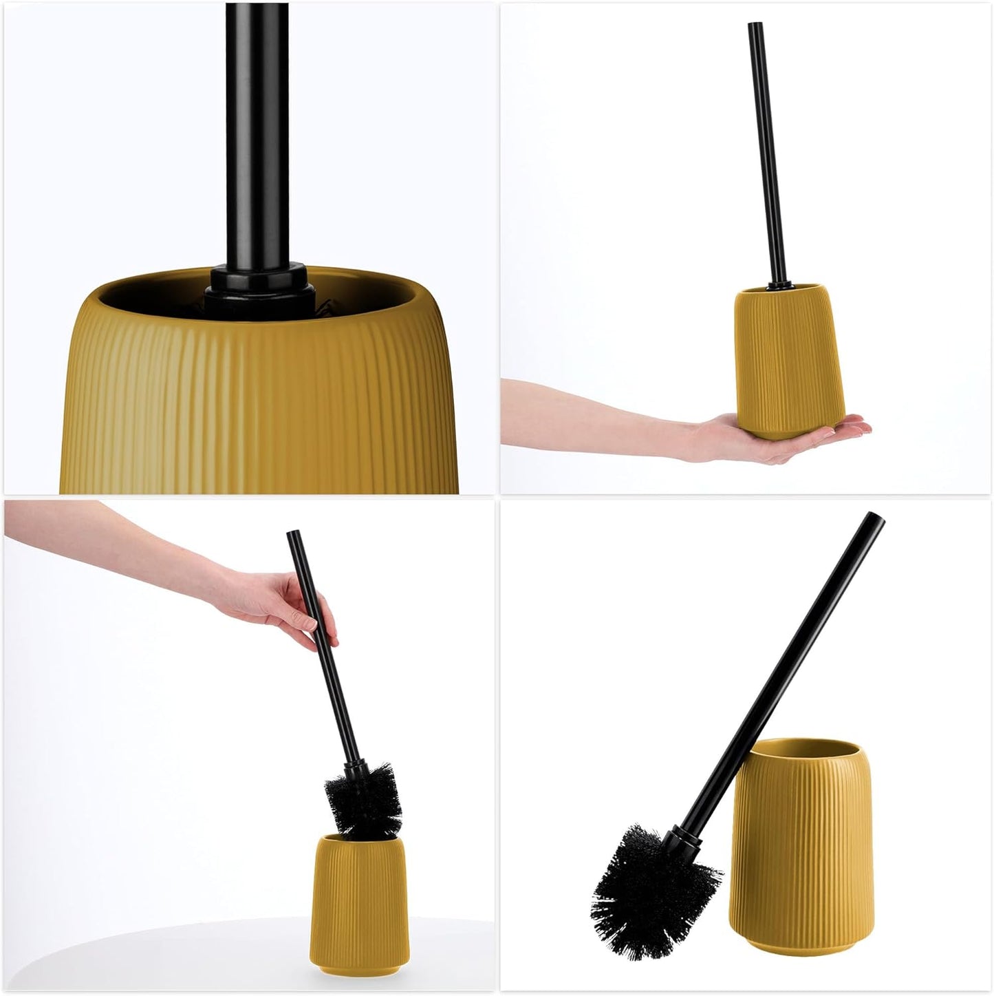 2-teiliges Badezimmer Zubehör Set mit Seifenspender und WC-Bürste, Gelb: Seifenspender, WC-Bürste 2
