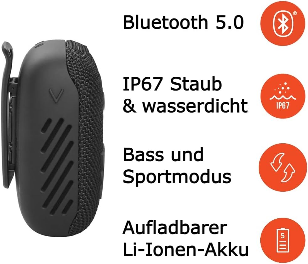 Tragbarer Bluetooth-Lautsprecher Wind 3S, Schwarz
