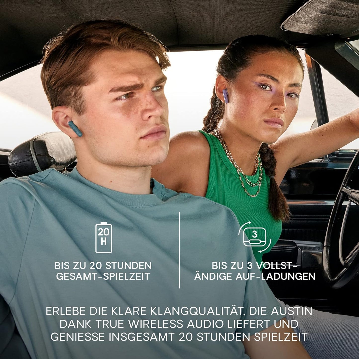 Kabellose True Wireless Earbuds mit Touch-Bedienung, Lila