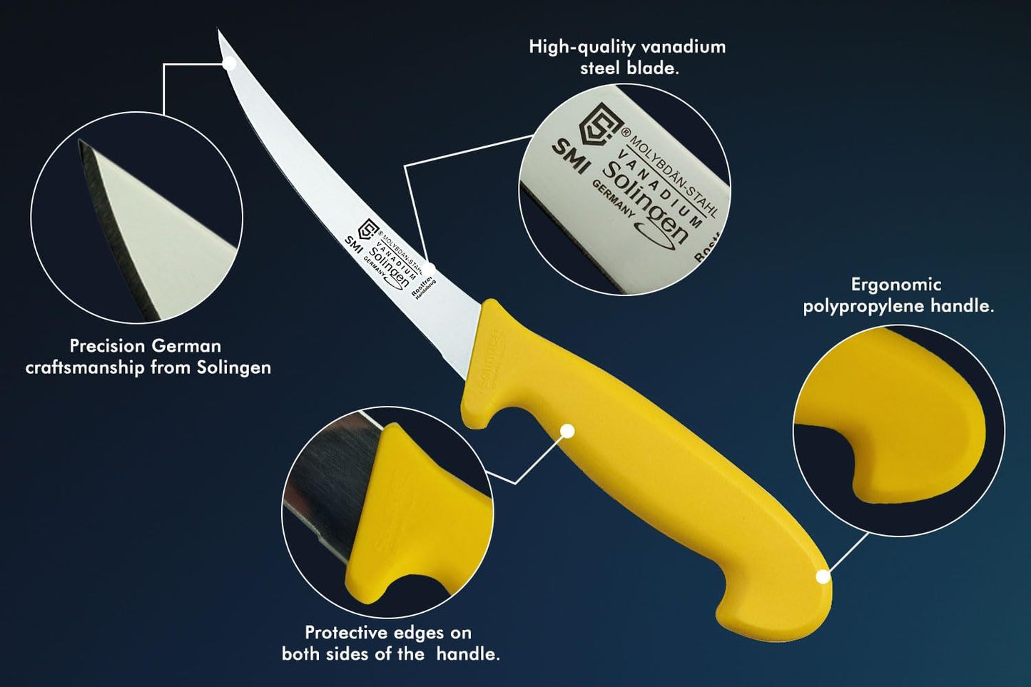 3-teiliges Fleischmesser-Set mit Wetzstab