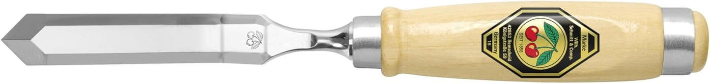Stechbeitel gekröpft mit spitzer Schneide 12 mm, Beige / Silber 12 mm